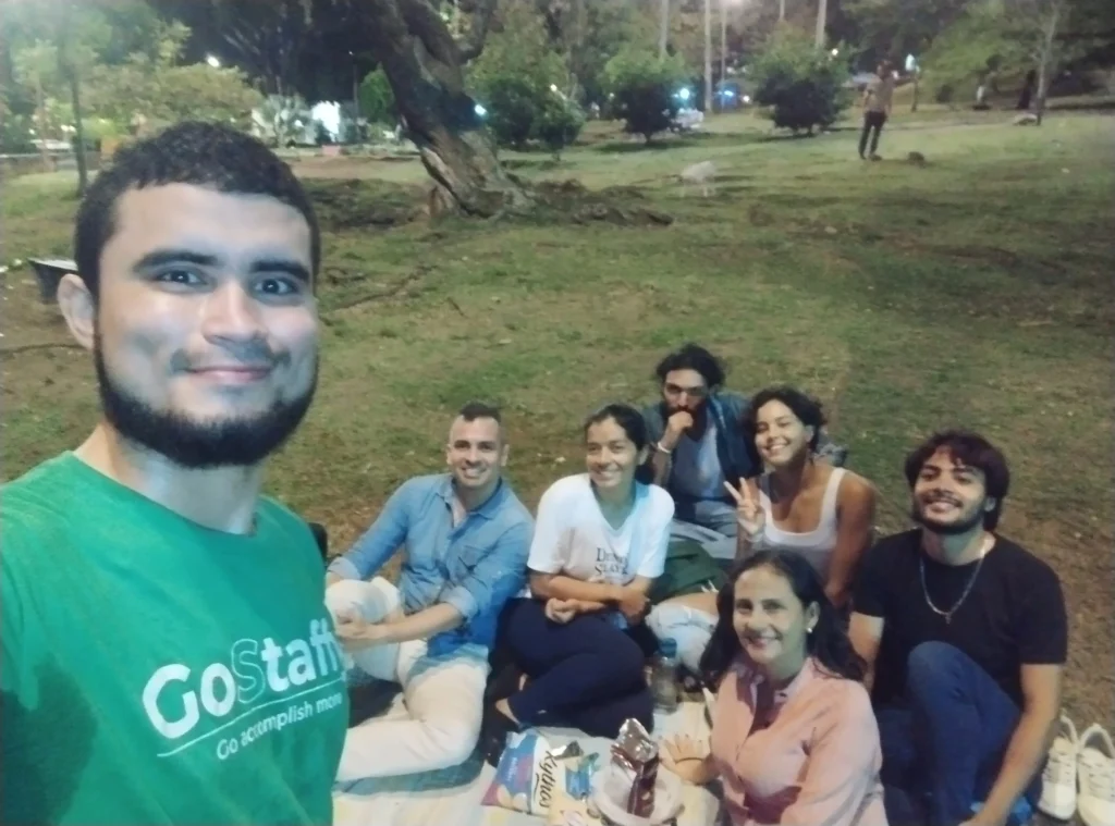 Andres with a group of friends hanging out